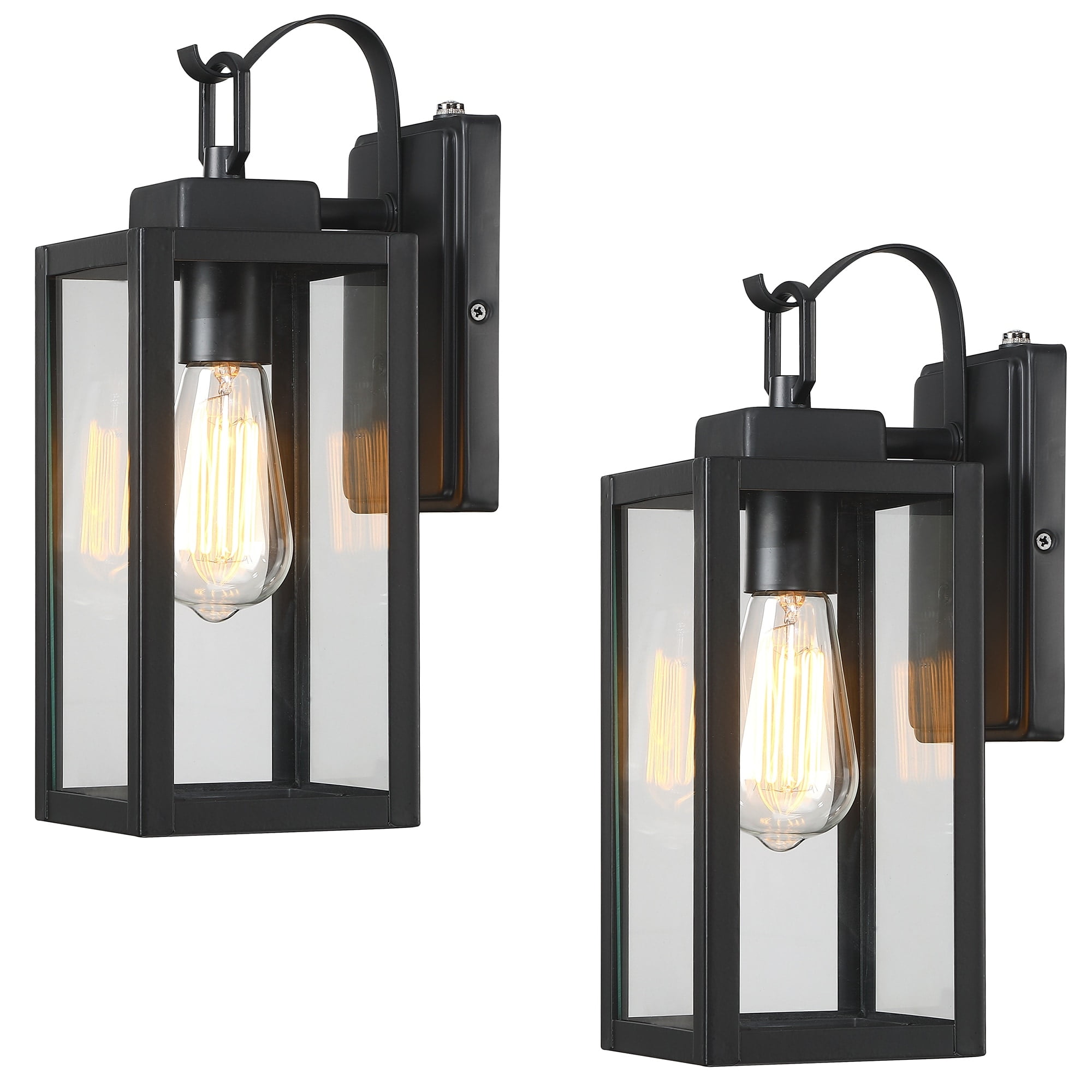 Matte Black Dimmable Outdoor Wall Sconces with Clear Glass