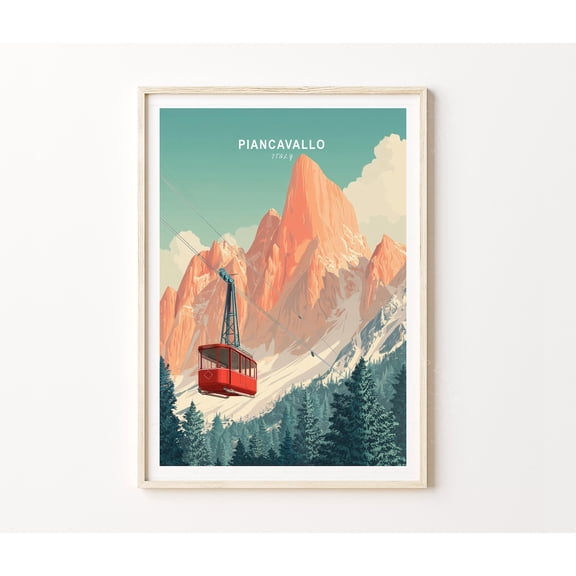 Piancavallo Italy Alpine Cable Car Mountain Wall Art Home Decor Unframed Paper Print