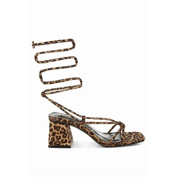 London Rag Piani Leopard Print Womens Square Toe Heels