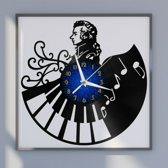 Pianist 12 Inch Vinyl Record Wall Clock - Silent, Creative, and Unique Clock for Living Room, Entryway, or Bedroom Decor - Perfect Gift Idea(12 inchs B without LED)