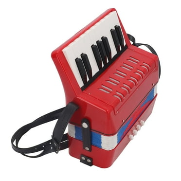 Piano Accordion 9.1 X 9.1 X 3.9 Inches Entry Level Piano Accordion ABS Plastic With Retractable Leather Strap 17 Keys 8 Bass Keys Entry Level Accordion Portable Accordion For Kids Beginners