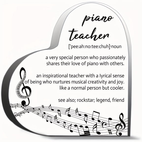 Piano Acrylic Decoration Teacher With Lyric'S Presence Cultivating Music Creativity And Joy Holiday Gift Creative Acrylic Desktop Decoration Plaque And Ornaments 10Cm* 3.9In *3.9In