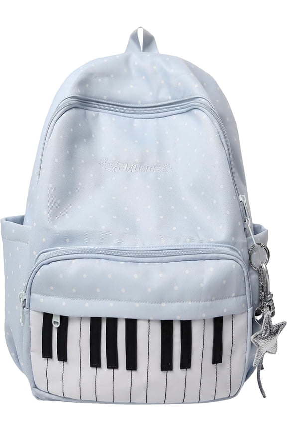 Piano Backpack Whimsical Twee Backpack Y2k Cute Daypack Medium Bookbag(RL Blue)