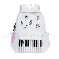 thumbnail image 1 of Piano Backpack for Teen Girls, Music Keyboard Printed School Bookbag with Laptop Slot, Lightweight Backpack for Campus Commute Travel (White), 1 of 5