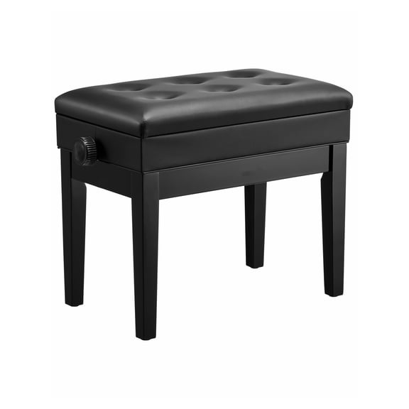Piano Bench, 22" x 13" Adjustable Height, Storage Piano Chair with Padded Cushion, Wooden Seat for Keyboard, Vanity, Living Room