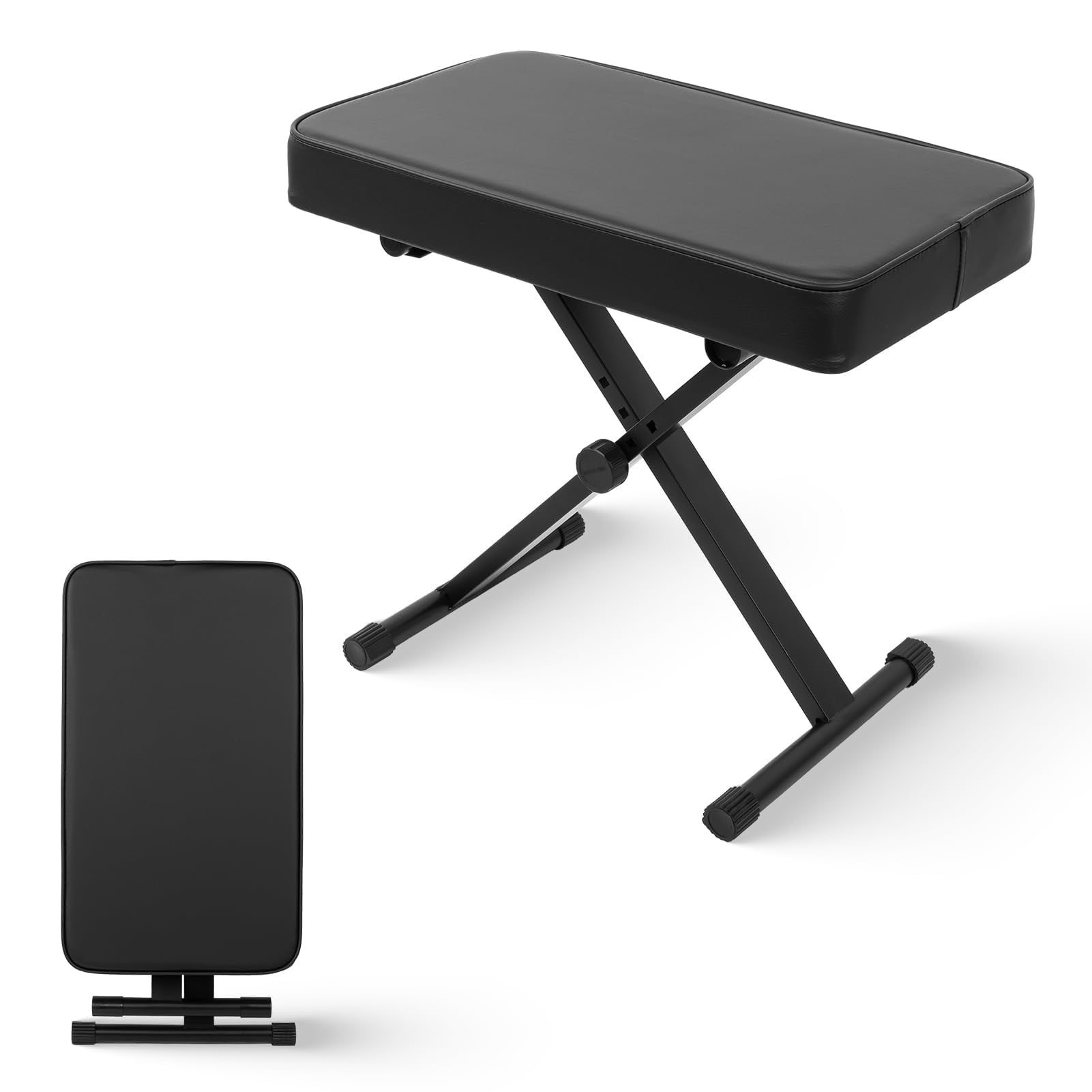 Piano Bench Folding Stool  Adjustable X-style Chair With 2.3 Inch Thicken Soft Cushion Keyboard For Musicians Black Spb-m15