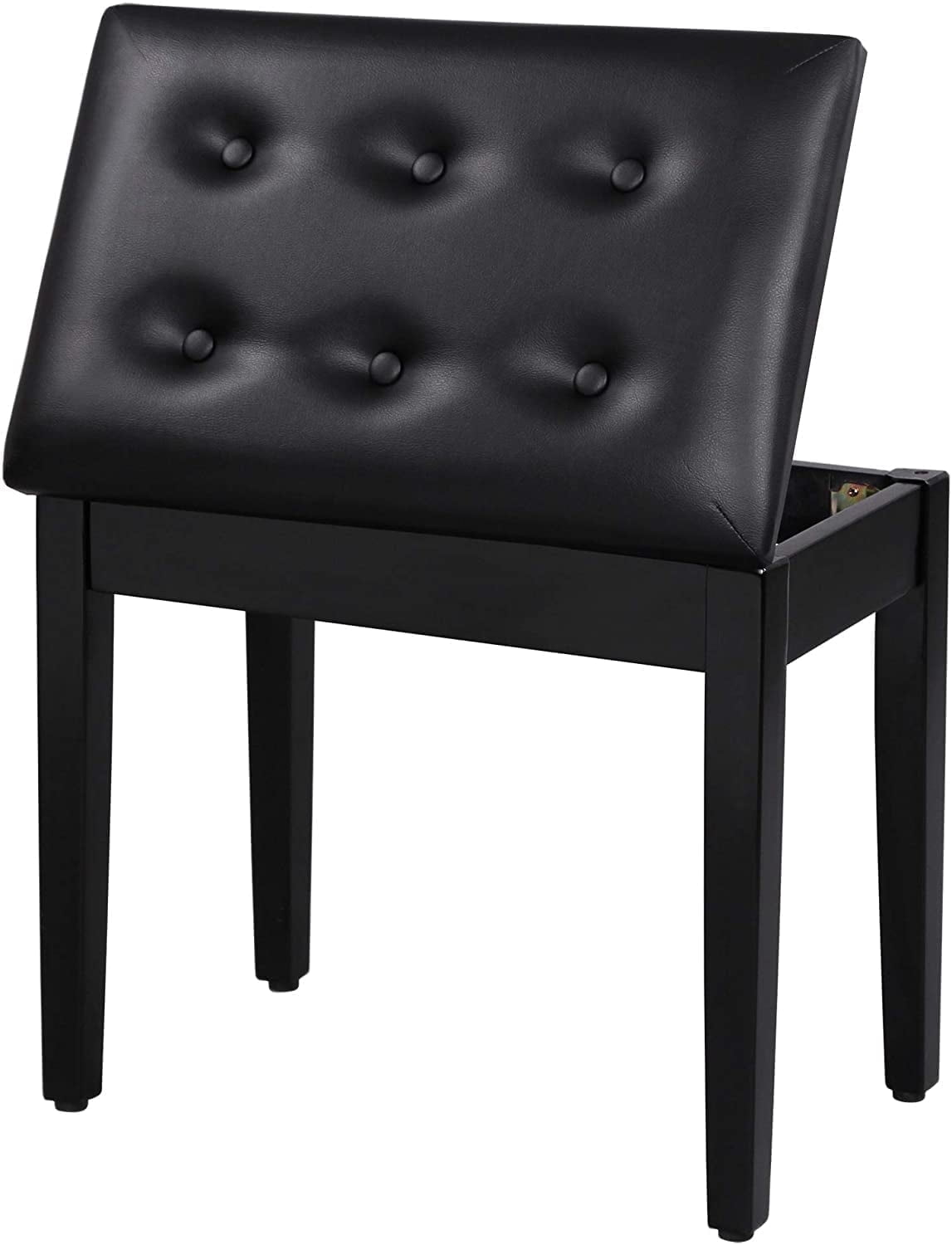 Piano Bench Padded Cushion and Storage,Tufted Wooden Seat,Black