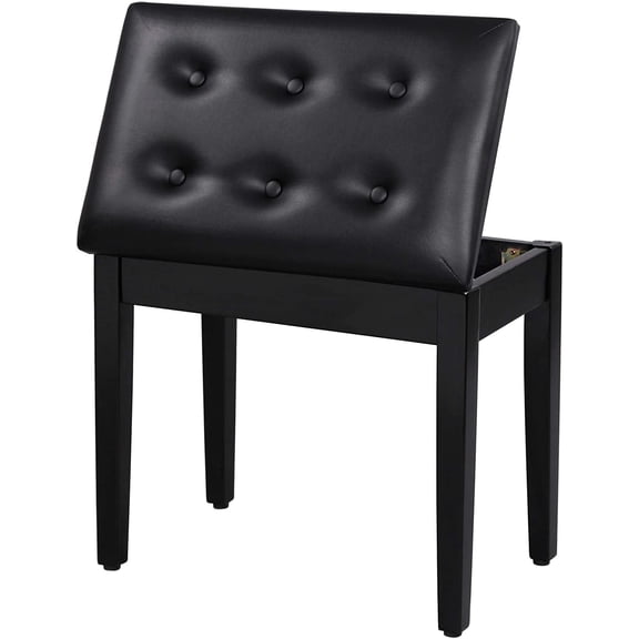 Piano Bench Padded Cushion and Storage,Tufted Wooden Seat,Black