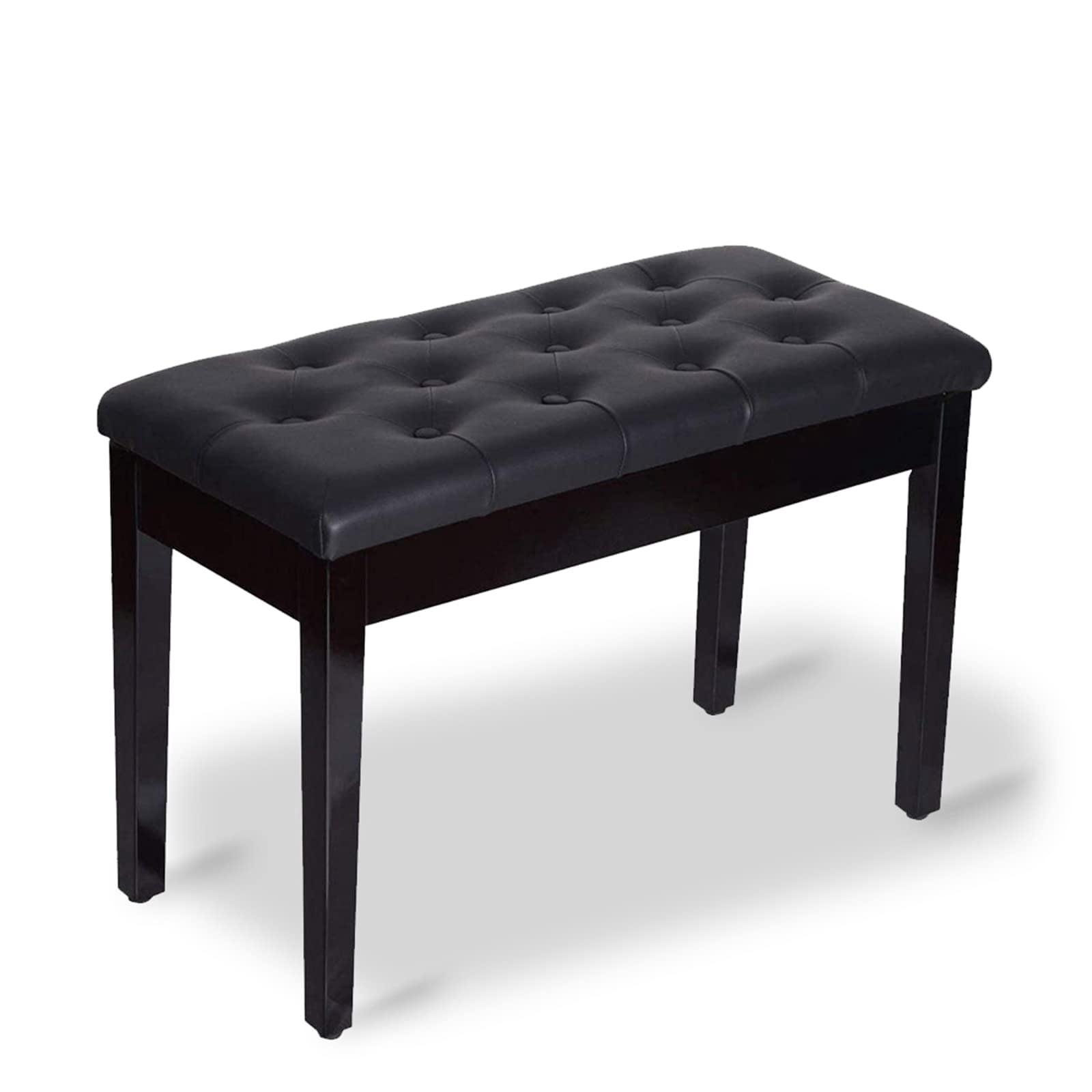 Piano Bench With Padded Cushion And Music Book Storage Compartment  Duet Wooden Seat 13.7 X 29.5 20 Inches Load 440lb Black