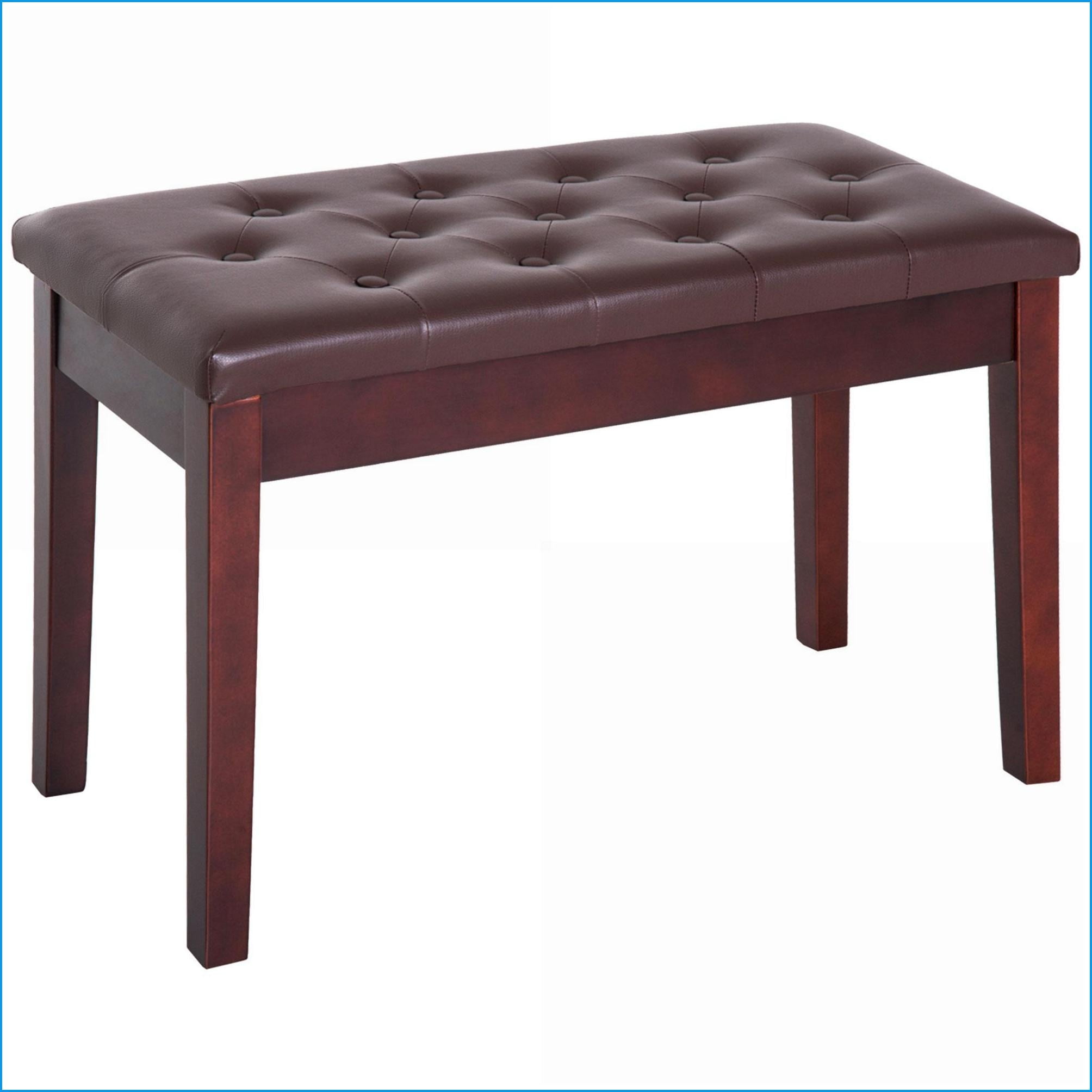 Piano Bench, 2-Seater Duet Chair with Walnut Brown Wooden Frame & Faux Leather Tufted Cushion | Walnut Brown | Faux Leather