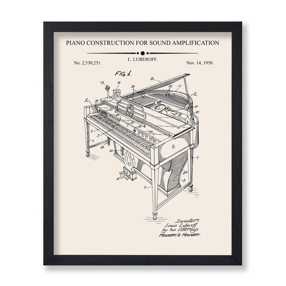 Piano Blueprint Poster Piano Patent Print Music Art Musical Instrument Art Technical Drawing Art Pianist Art