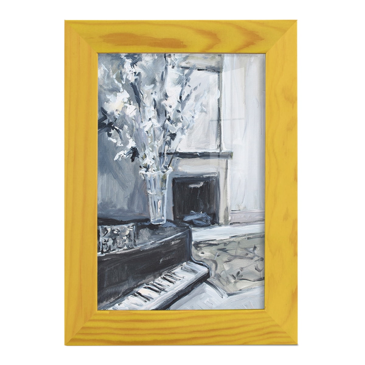 Piano Blues III - Framed Print w/glass - Sunflower Yellow