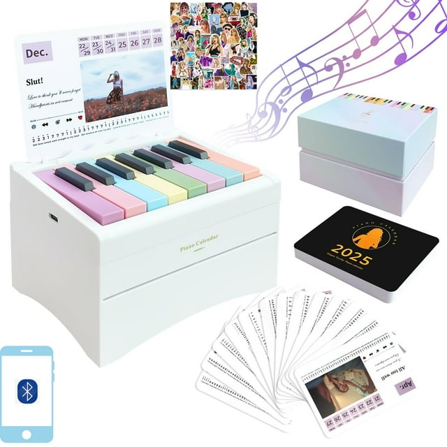 Piano Calendar 2025, Bluetooth USB Rechargeable Playable Piano with 52
