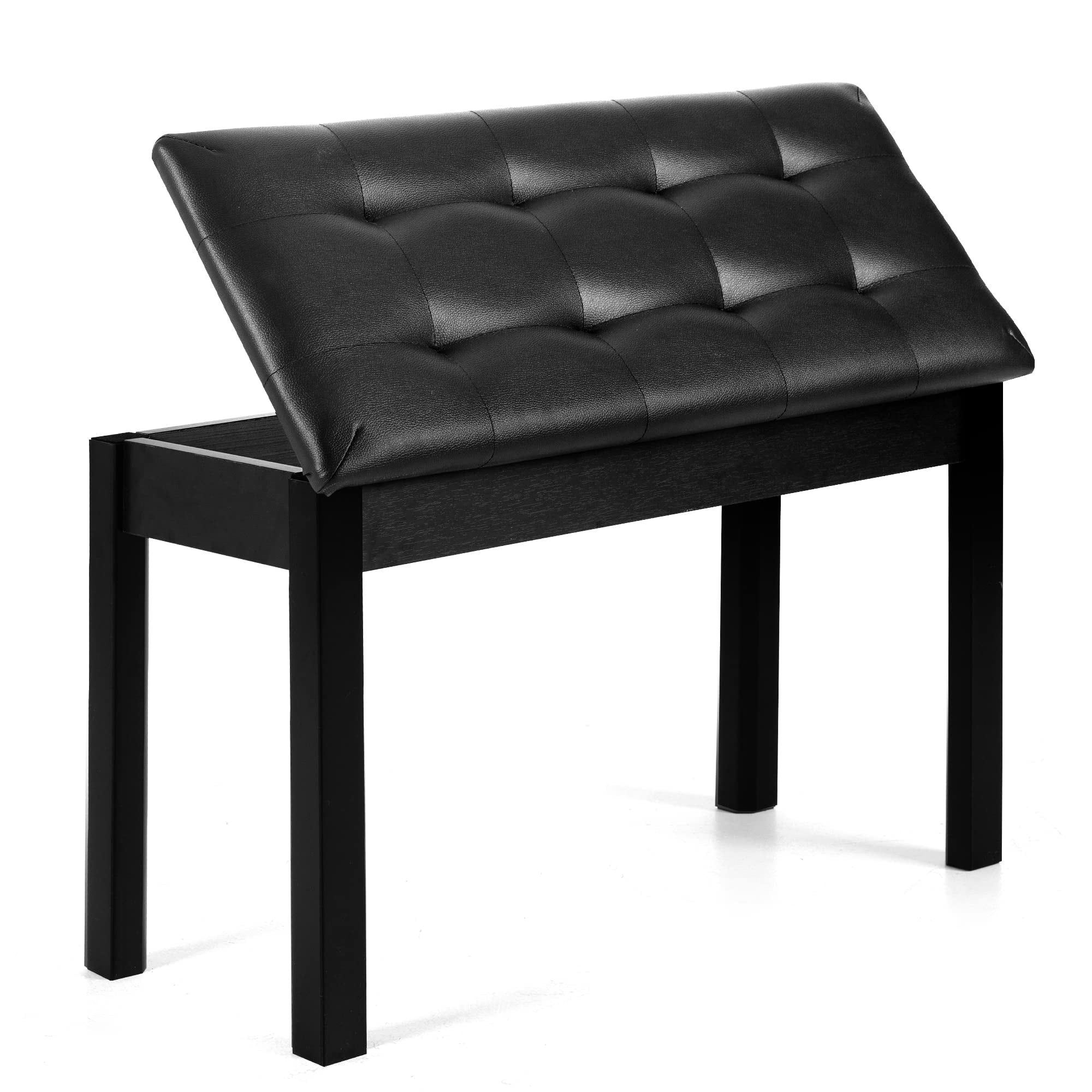 Piano Chair With Storage Stool And Upholstery Wooden Keyboard Duet Seat  Waterproof Non-slip Black