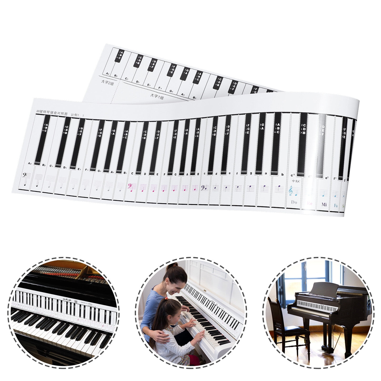Piano Chart Keyboard Learning 88 Key Marker Notes Rake Beginners Stickers Mat Aids Keys Finger