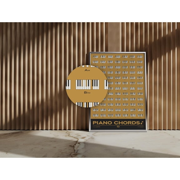 Piano Chords Chart Gift For Pianist Piano Player Yellow