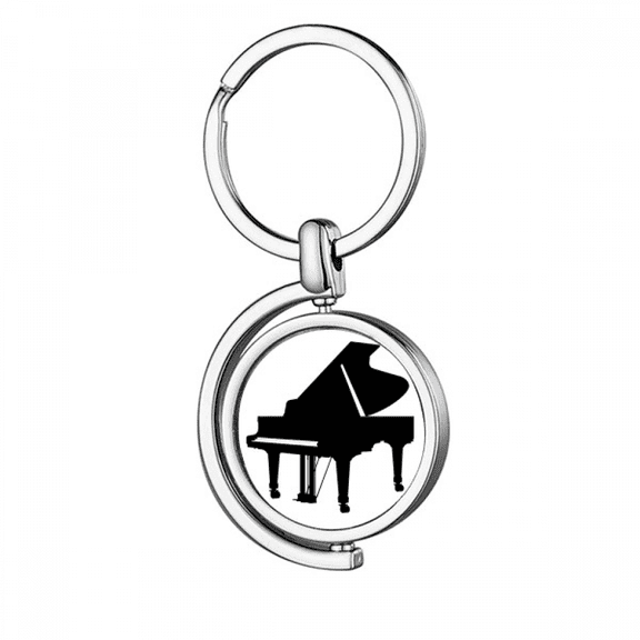 Piano Classical Music Instrument Pattern Rotating Keychain Metal Keyring Holder