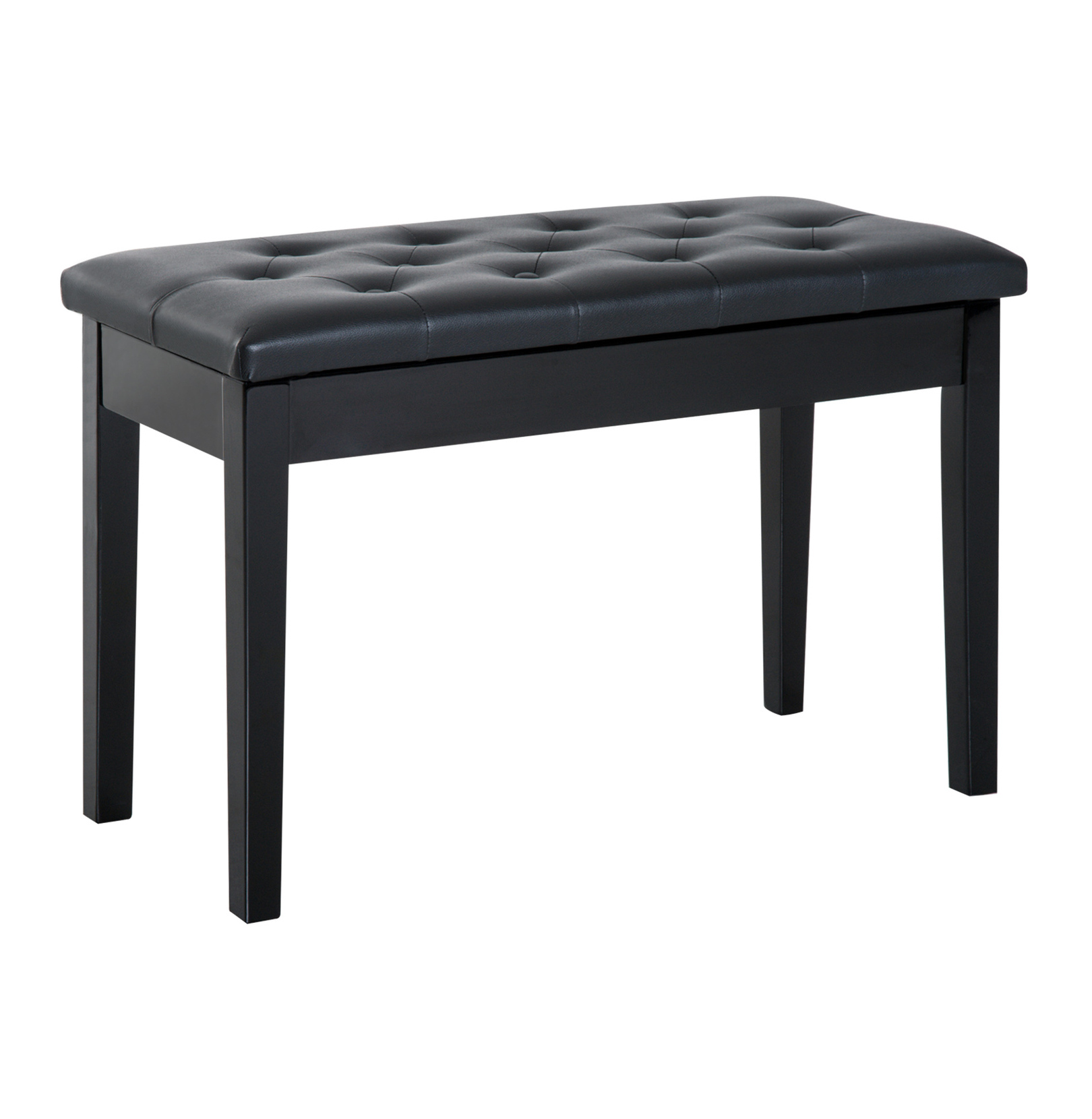 Piano , Duet Piano Chair with Faux Leather Padded Cushion and Wooden Frame, Button Tufted Keyboard , Black
