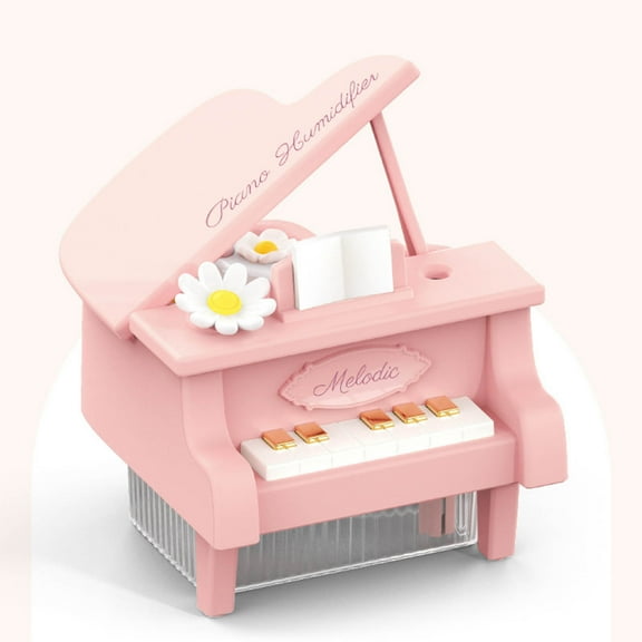 Piano Flower Humidifier USB for Bedroom Desk, Quiet Cool Mist Essential Oil Diffuser with 7 Color Lights, 2 Mist Modes for Office and Dry Air Rooms(Pink)