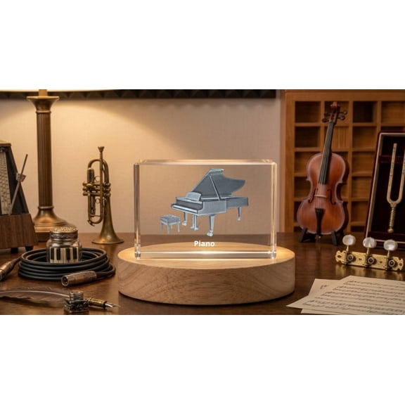 Piano Flute 3D Engraved Crystal 3D Engraved Crystal Keepsake/Gift/Decor/Collectible/Souvenir