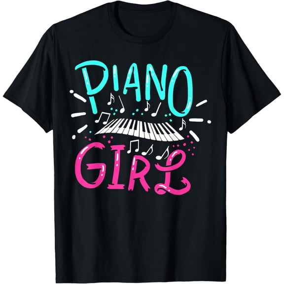 Piano Girl Pianist Music Notes Gift T-Shirt mens t shirt，black，women，funny，misfits，men，journey