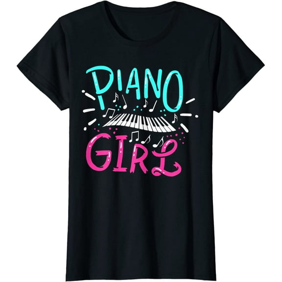 Piano Girl Pianist Music Notes Gift T-Shirt