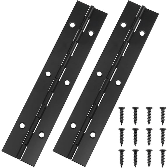 Piano Hinge 6 Inch 2 Pack, Heavy Duty Continuous Hinge with Screws Black Iron