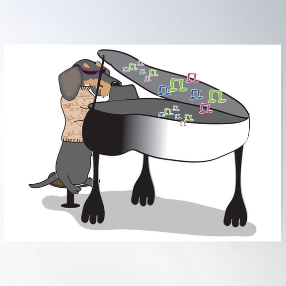 Piano Hound Poster Wall Art, Modern Wall Decor For Living Room Bedroom, 24x36 UNFRAMED