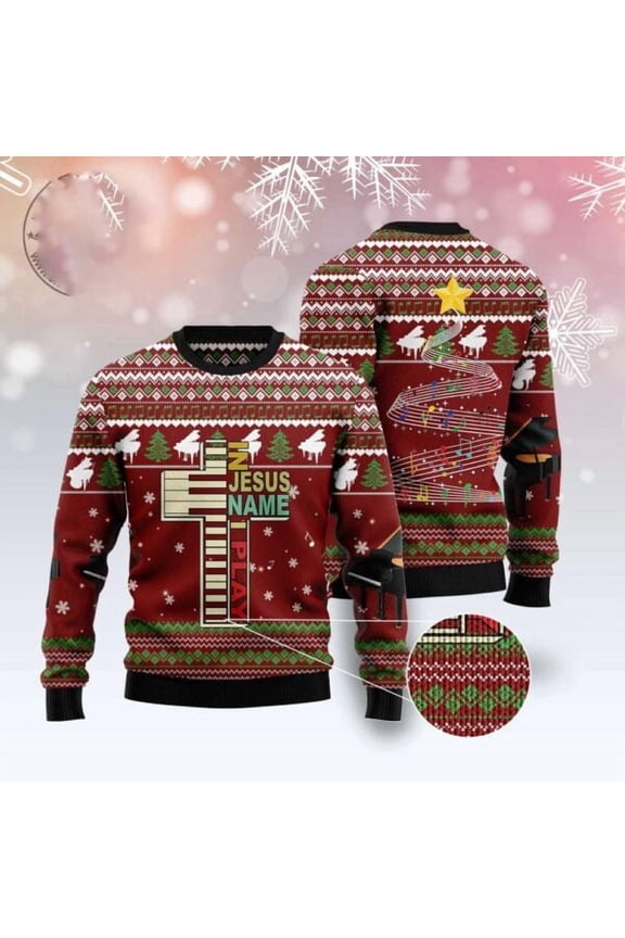 Piano I Play 3D Christmas Sweater, Christmas Sweater, 3D Sweater, Funny Xmas Sweaters