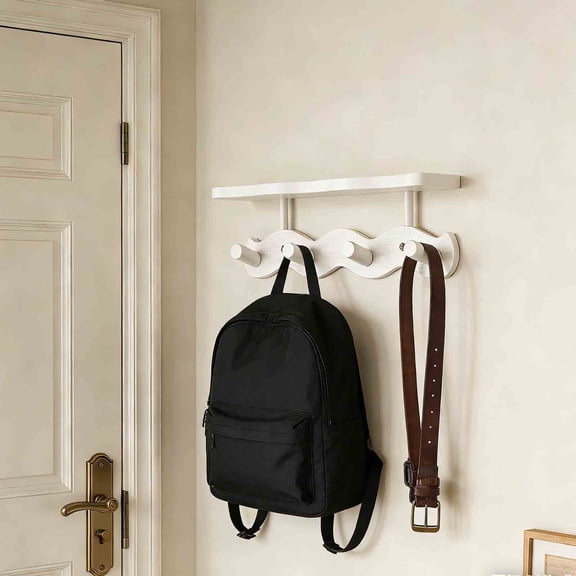 Piano Key Clothes Hanger,Wall Mounted Hook Rack With 6 Hooks,Walnut Coat Hooks for Hanging Clothes,Keys, Robes,Purse,Towels,Bags,Backpack,Modern Decorative Wall Hooks