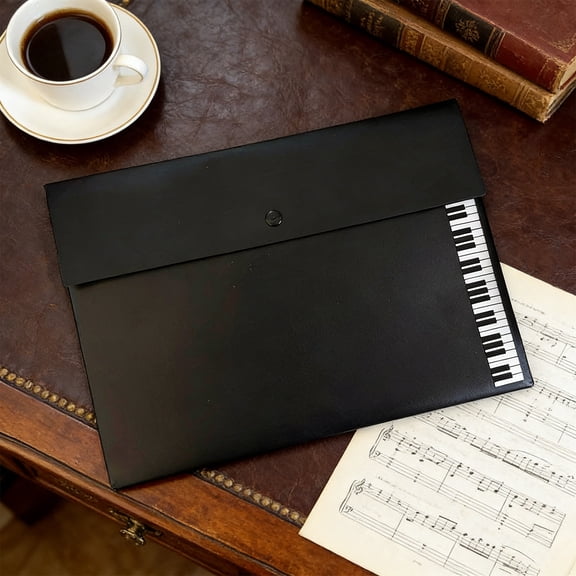 Piano Key Design Expanding File Folder, Snap Button Plastic Document Bag for Office School, A4 Size Paper Organizer