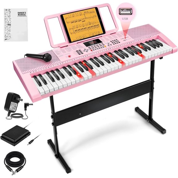 Piano Keyboard 61 Key, Electric Keyboard Kit Portable Keyboard for Students with Microphone, 600 , 400 Rhythms, 50 Demos, for Beginners