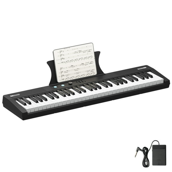 Piano Keyboard, 61 Key Keyboard Piano for Beginners and Kids, with Stand, Piano Bench, Headphones Charger and Pedal, Portable Electric Keyboard Teaching for Best Birthday or Christmas Gift