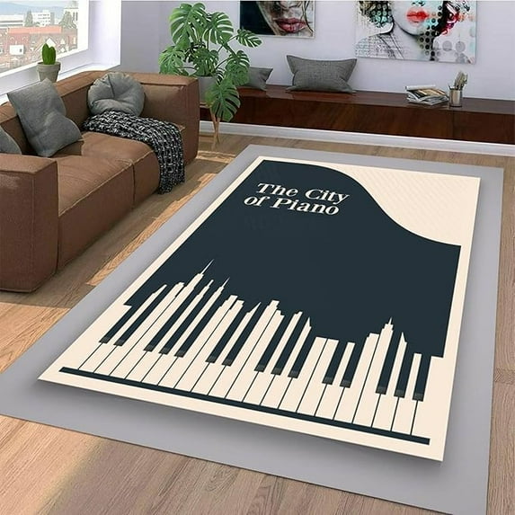 Piano Keyboard Area Rug For Living Room Bedroom, Music Festival Flat Style Soft Washable Carpet, Indoor Decorative Rugs With Non-Slip Backing 2 x 3ft