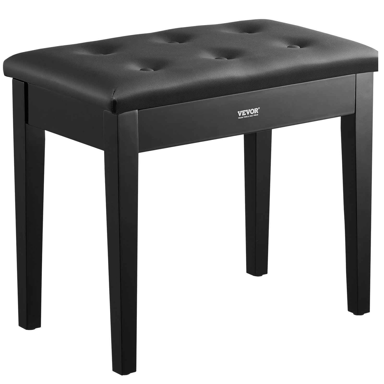 Piano Keyboard Bench with Storage, Padded Cushion Seat, Solid Wooden Construction, Vanity or Bookcase Stool, Comfortable 13.78"" Wide Seat, Large Storage Compartment, Anti-Slip Rubber Pads PU Coating