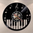 thumbnail image 1 of Piano Keyboard Home Decor Vinyl Record Wall Clock Sheet Music Piano Treble Clef Notes Decorative Vinyl Clock Musicians Art Gift, 1 of 7