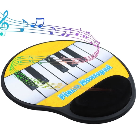 Sourcingbay Piano Keyboard Mouse Pad with Wrist Rest, Flocked Fabric Surface & Rubber Back, 13 Touch Keys, Silent Mode, Battery Powered