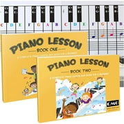 Piano and Keyboard Note Chart and Complete Color Note Piano Music Lesson and Guide Book 1 and Book 2 for Kids and Beginners; Designed and Printed in USA