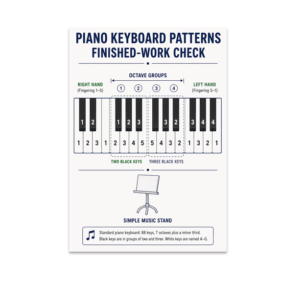 Piano Keyboard Patterns Educational Reference - Piano Students - 13x19 Poster Print