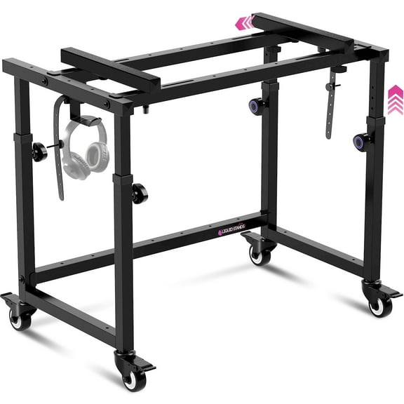 Liquid Stands Piano Keyboard Stand Music Studio Desk for Music Production - Electric Digital Pianos Synths for 49 54 61 88 Key - Rolling Home Recording Studio Workstation DJ Keyboard Table