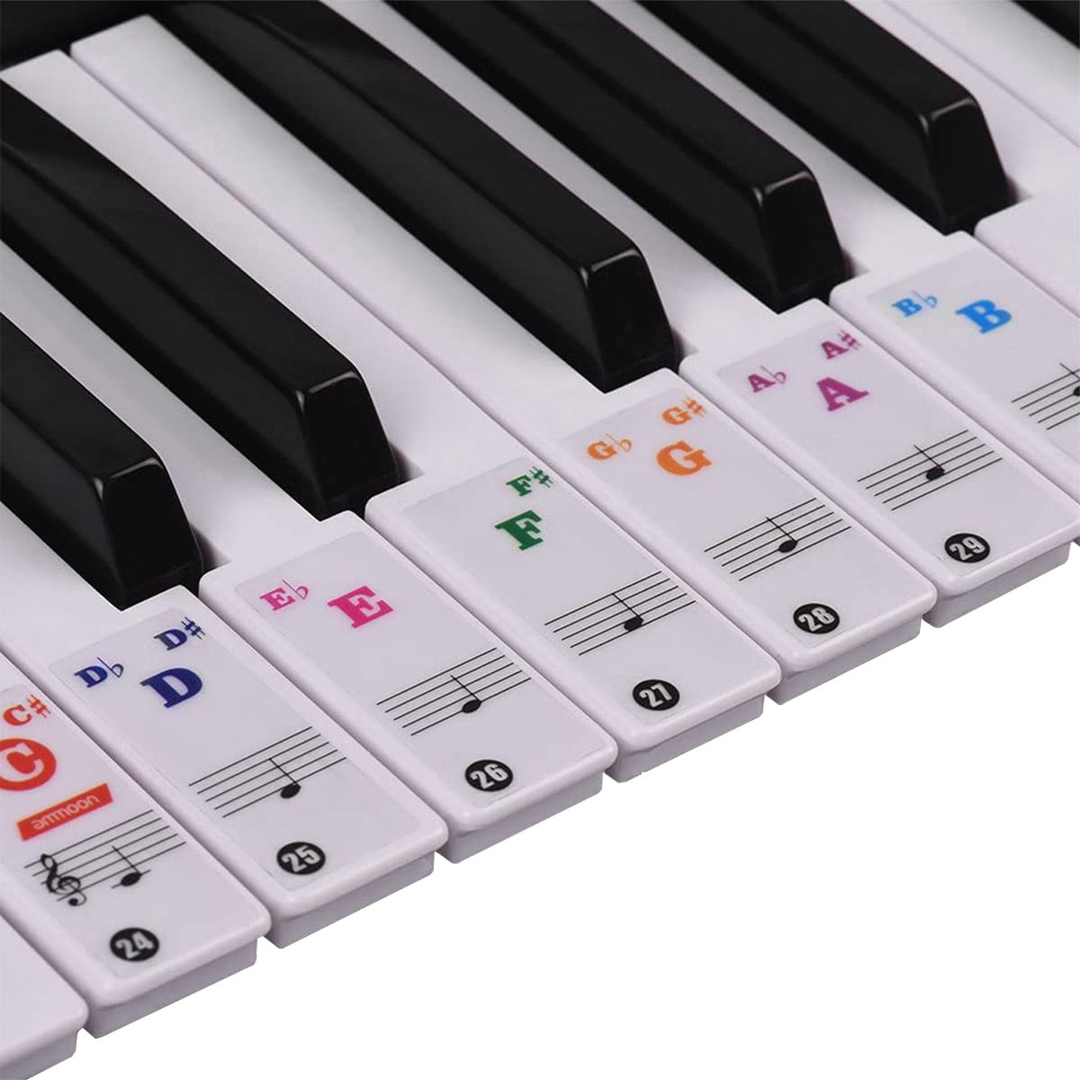 Music 61 key Keyboard or Piano Stickers 36 white laminated stickers