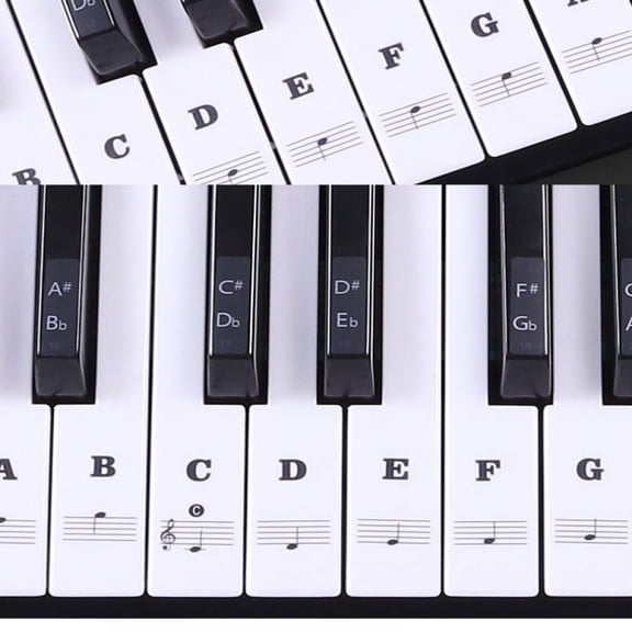 Piano Keyboard Stickers for 54/61/88 Key Electronic Keyboard Transparent Removable Piano Keyboard Sticker 88 Key Piano Stave Note Sticker for Piano Keys
