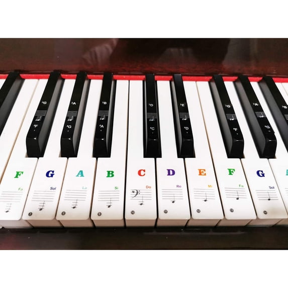 32 Note Keyboard Lettering Piano Keyboard Stickers for 88/61/54/49/37 Key, Bold Large Letter Piano ...
