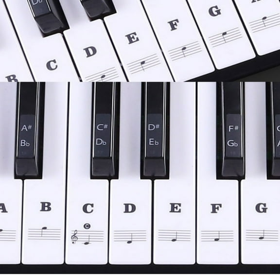 Piano Keyboard Stickers for 88/61/54 Key, Large Bold Letter Piano Stickers Perfect for Kids Learning Piano, Transparent 88 Key Piano Stave Note Sticker for Piano Keys