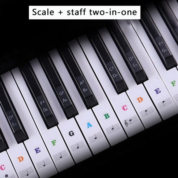 Piano Keyboard Stickers for 88/61/54/ Key, Bold Large Letter Piano Stickers for Learning, Removable Piano Keyboard Letters, 88 Key Piano Stave Note Sticker for Beginners and Kids