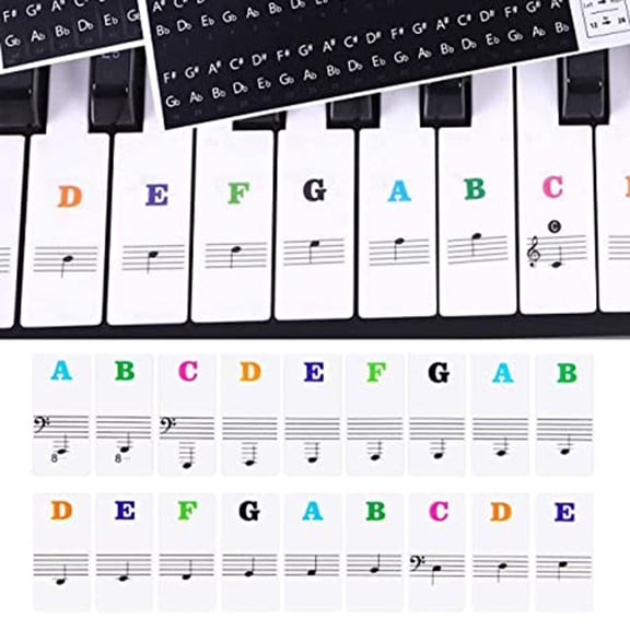 Piano Keyboard Stickers for 88 61 54 49 37 Keys, Transparent Removable Note Labels, Beginner Learning Decals for Full Size Digital Piano