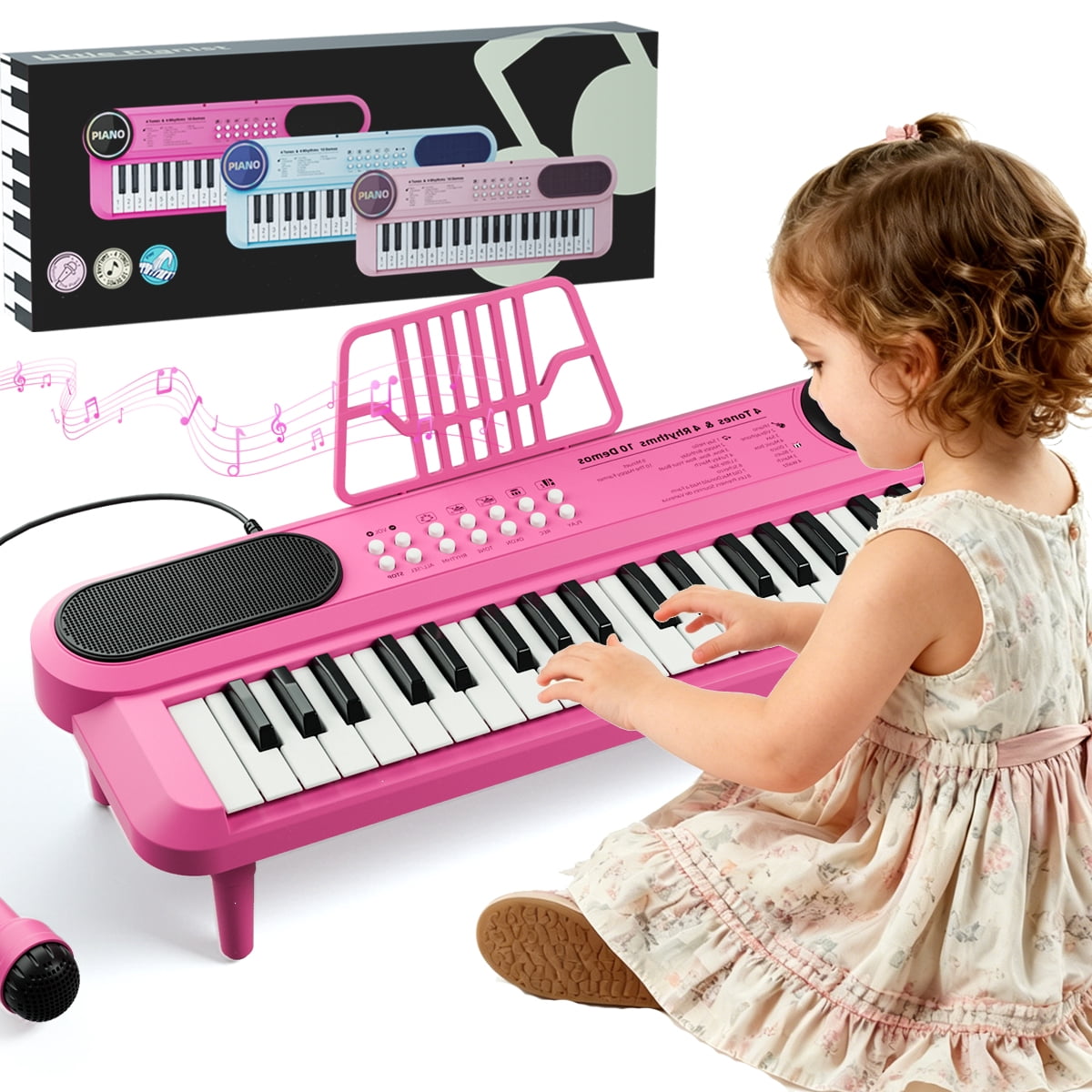 37 Keys Piano Toy for 1 2 Year Old Kids,Piano Keyboard for Toddler 1-3, with Microphone,Birthday Gifts for 3 4 5 Year Old Girls