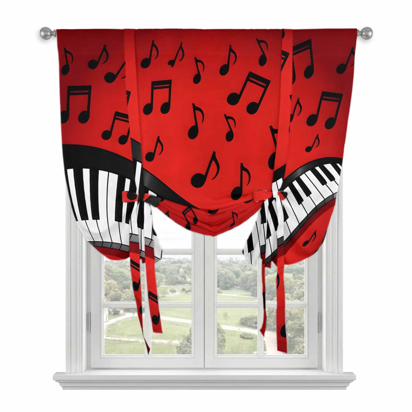 Piano Keyboards Tie Up Curtains for Windows, Adjustable Balloon Window ...