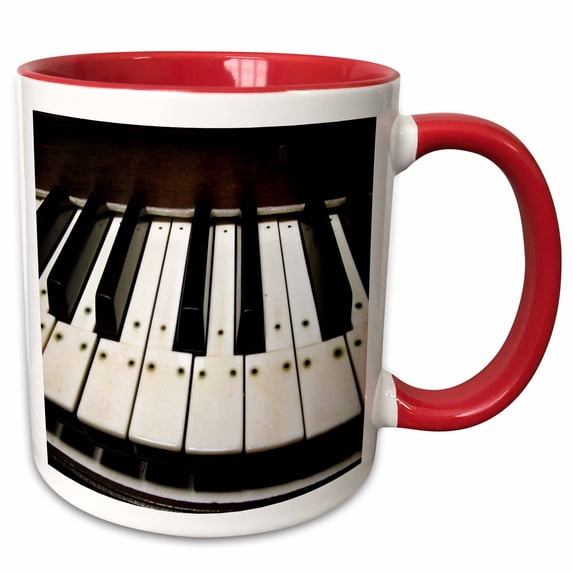 3drose, Piano Keys, 11oz Two-tone Red Mug