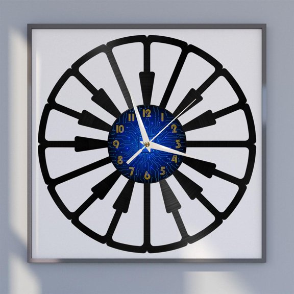 Piano Keys 2 12 Inch Vinyl Record Wall Clock - Silent, Creative, and Unique Clock for Living Room, Entryway, or Bedroom Decor - Perfect Gift Idea(12 inchs B without LED)